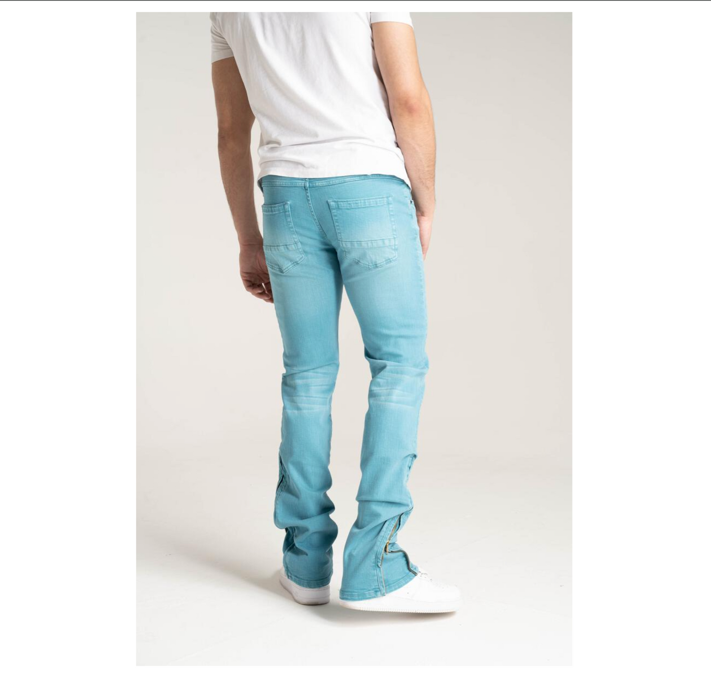 B2064 Adjustable Skinny fit Stack jeans - Baby Blue