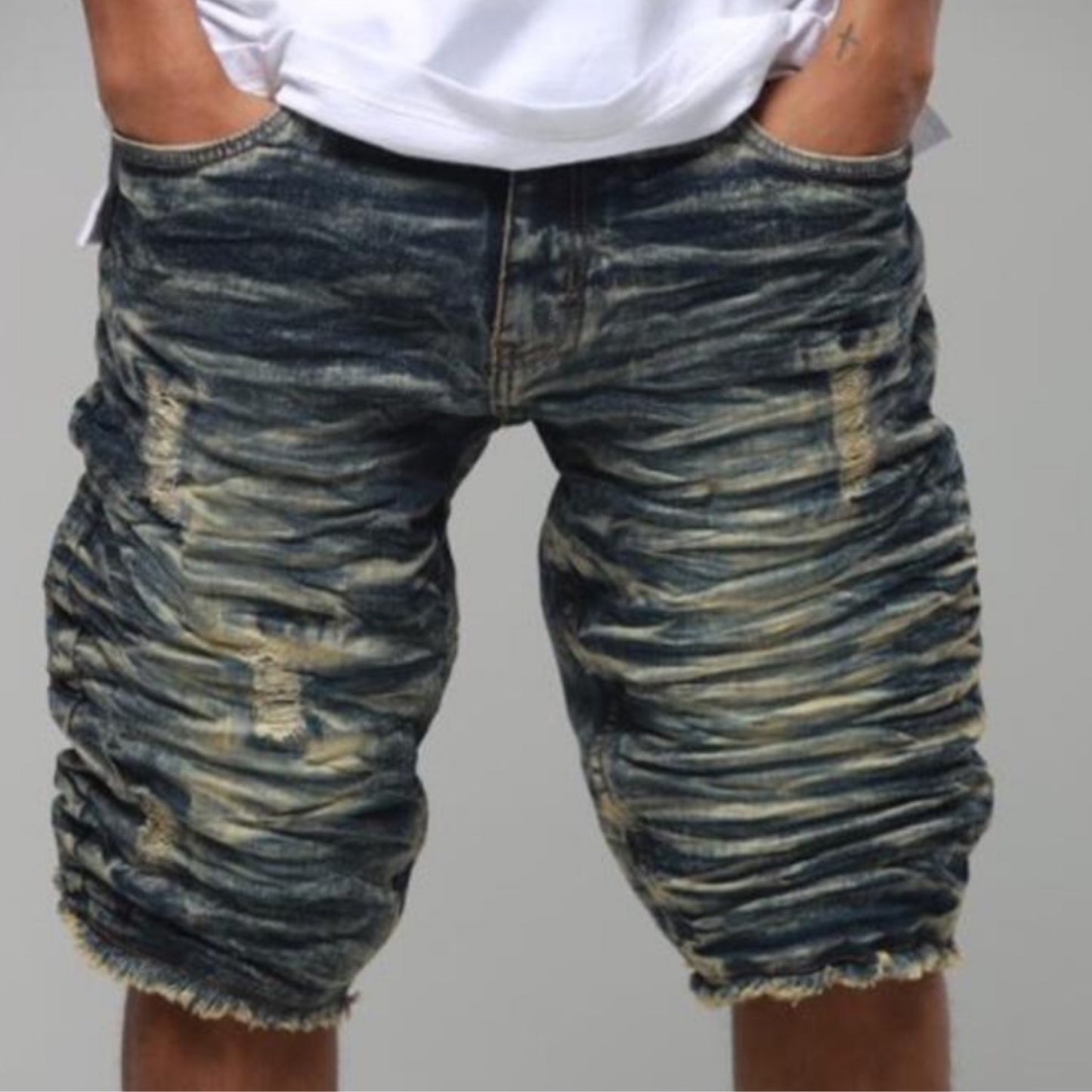 EV-22278 WILD TIGER DENIM MED TINT SHORTS