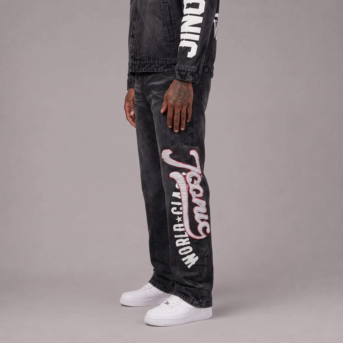 2026 Varsity Graphic Denim Jeans - Men's Streetwear Pants