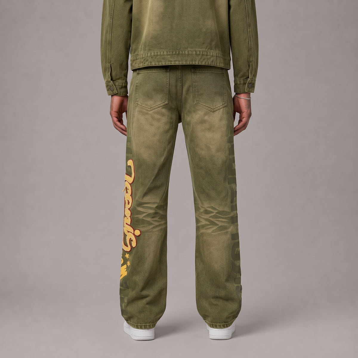 2026 Varsity Graphic Denim Jeans - Men's Streetwear Pants