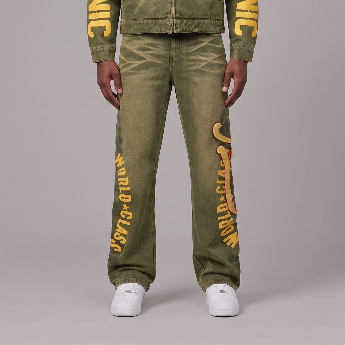2026 Varsity Graphic Denim Jeans - Men's Streetwear Pants