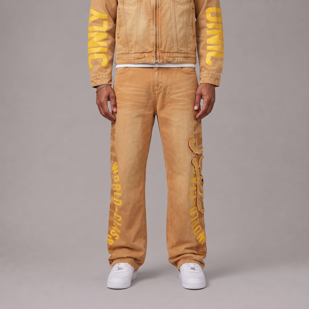 2026 Varsity Graphic Denim Jeans - Men's Streetwear Pants