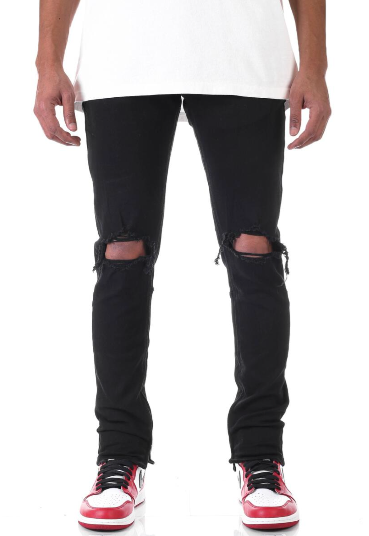 Skinny Fit Ripped Jeans Black - KNB3119