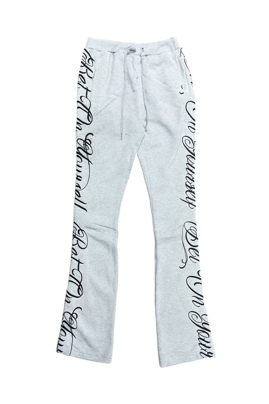 Bet On Yourself Stacked Sweats - Grey