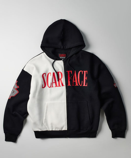 Scarface Split Full Zip Hoodie (SF-98) Black/white