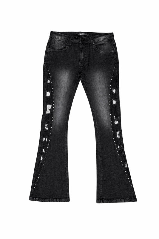 Live Mechanics Studded Stacked Jeans - Black