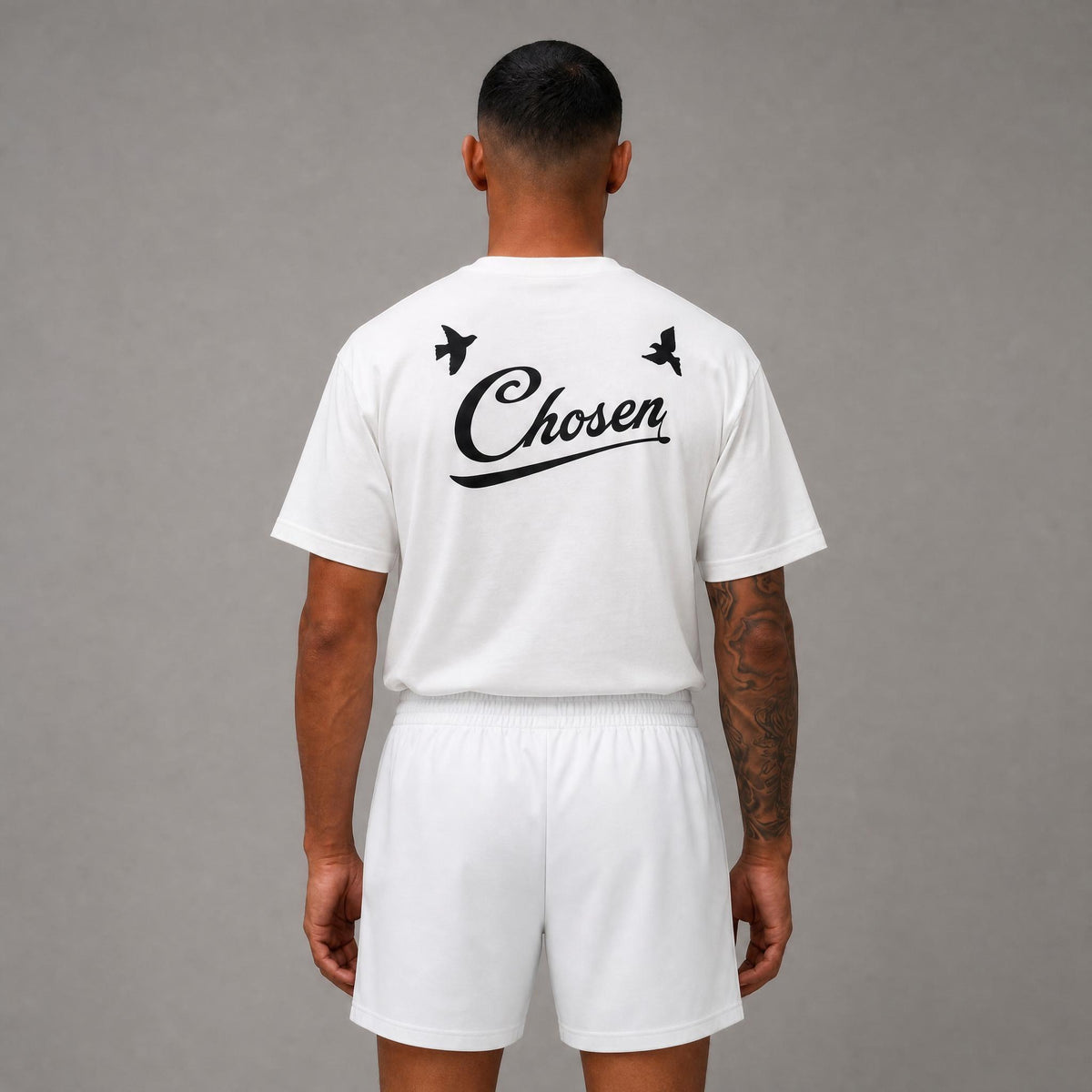 444 Short Sleeve French Terry Shorts - White (CS4006 Shorts)