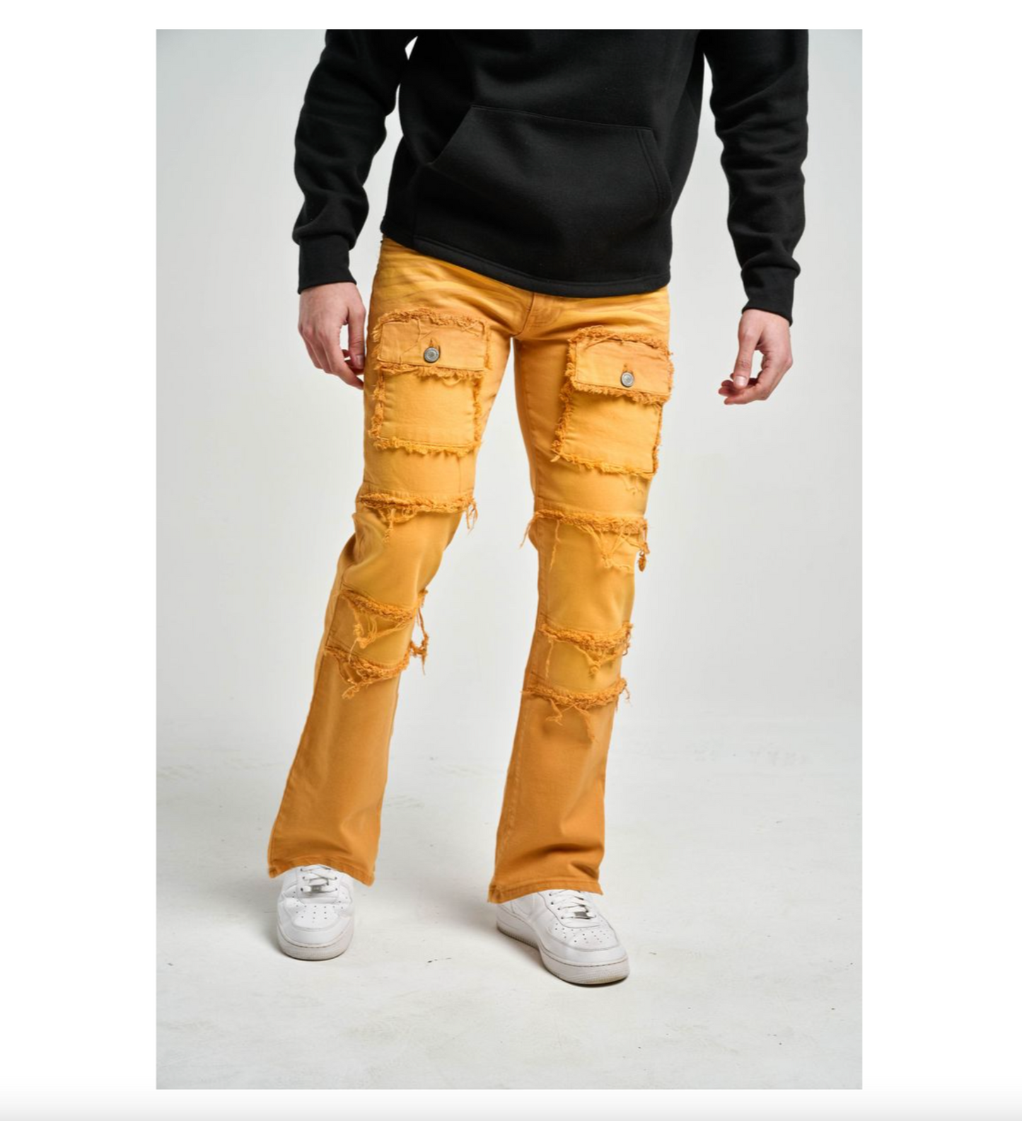 T4033, "Flare Fit" Strecth Pants With Patch Pocket - Mud