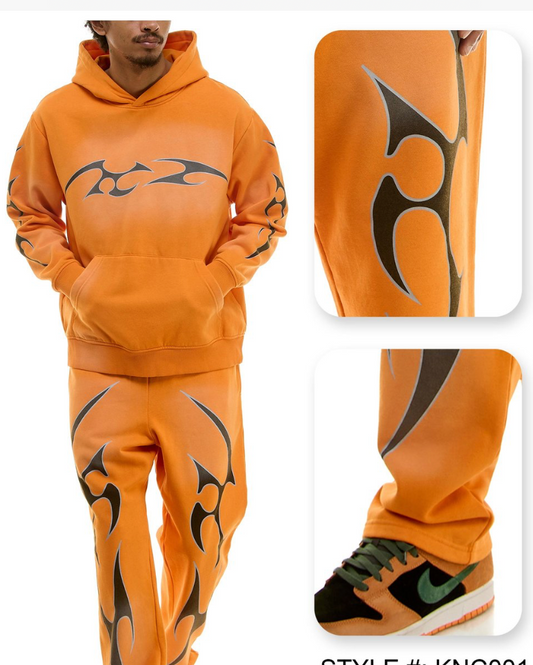 KNC001 - Orange Hoodie Tribal