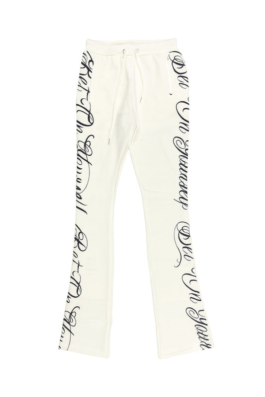 Bet On Yourself Stacked Sweats - Cream