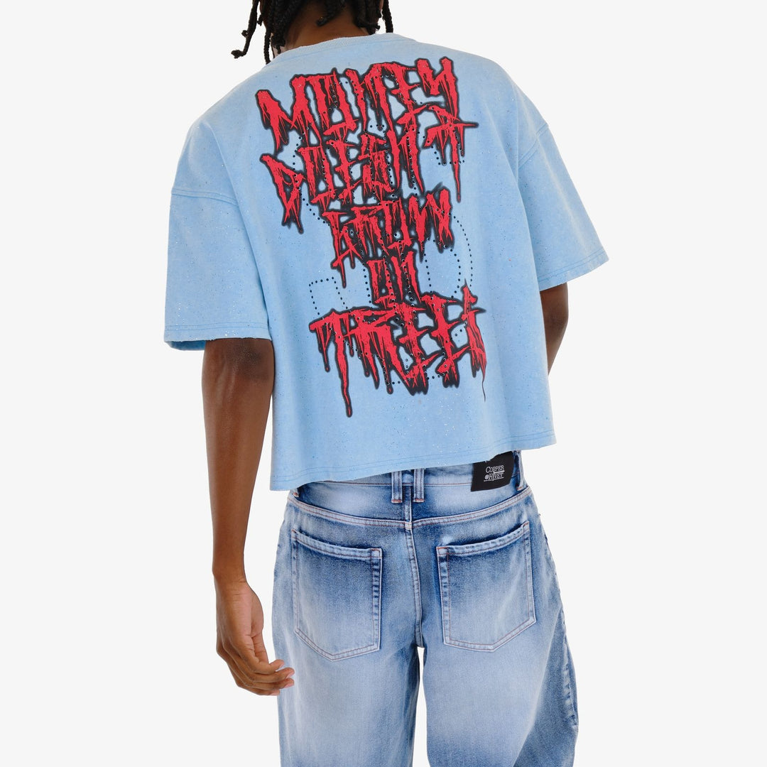 Money Mouth Cropped Tee - Blue
