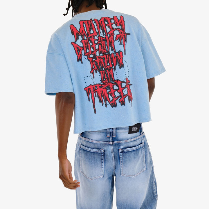 Money Mouth Cropped Tee - Blue