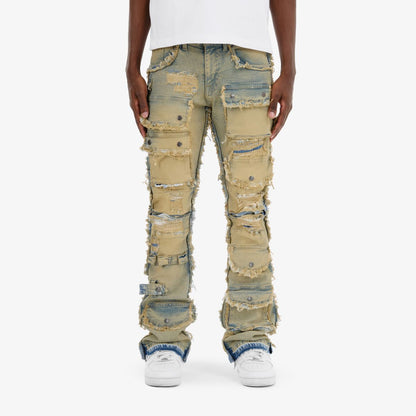 Cargo Pocket Patch Jeans -  Blue Wash