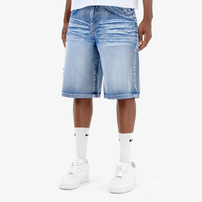 Distress Denim Short - Ice Blue