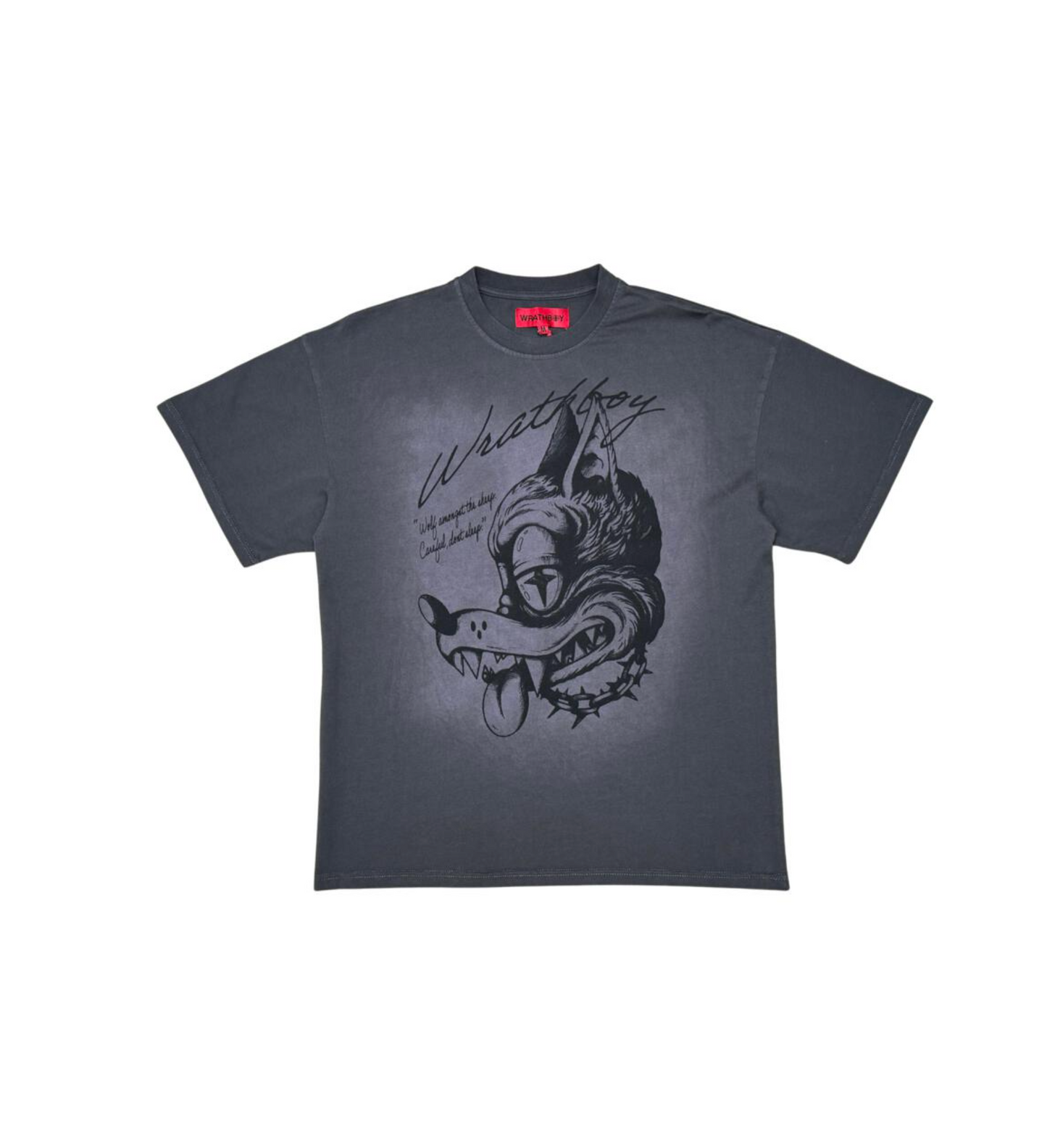 Wrathboy Wolf Head Gothic Tee (WB04-101 DK Grey)