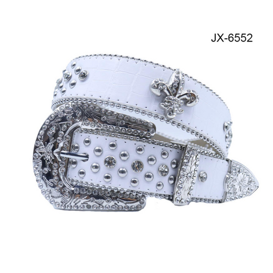 Rhinestone Belt - White On White