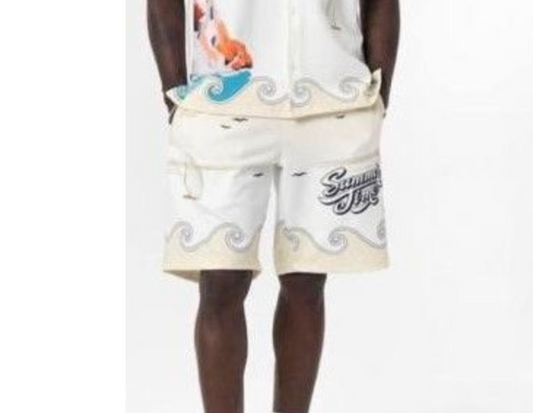 Rich Gang (1814) White Summer Time Shorts