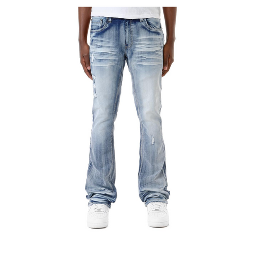 033085-LSB - Light Blue Simple Stacked Jeans