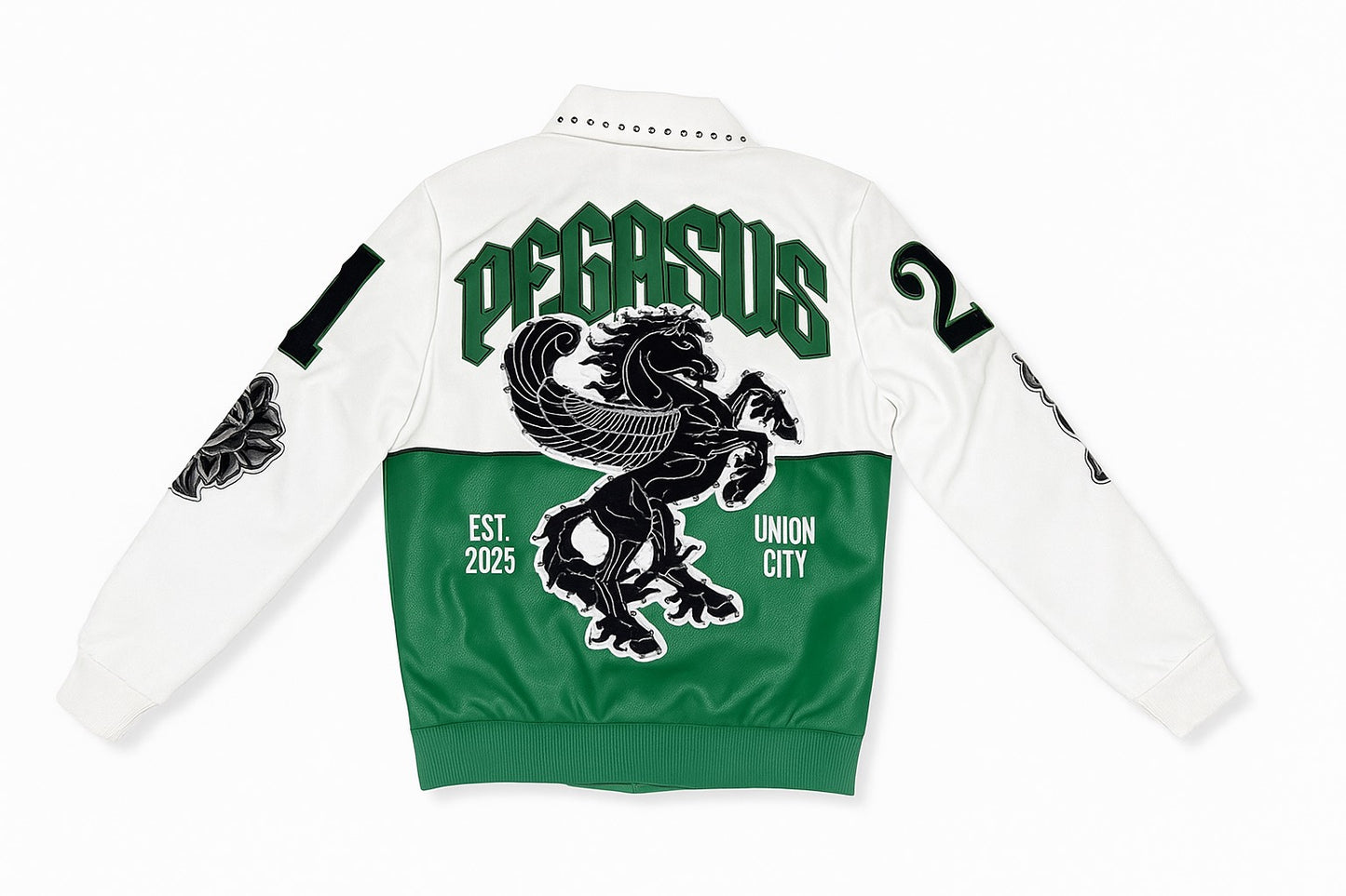 Pegasus Varsity Jacket - Green/Cream