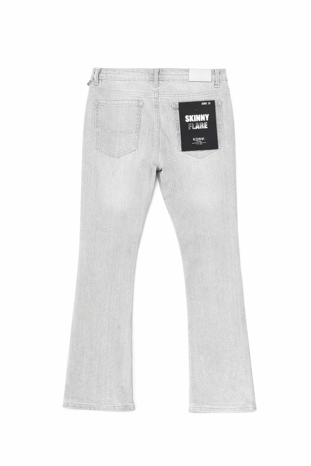 Rhinestone Skinny Stacked Jeans - Grey