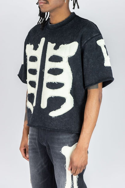 Cropped F.terry W/ Bone Patches Tee - White