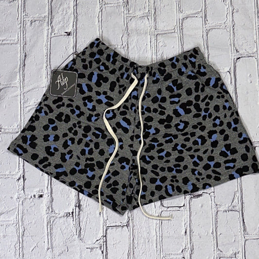 Ailip - Cheetah Printed Shorts Dark Grey And Black