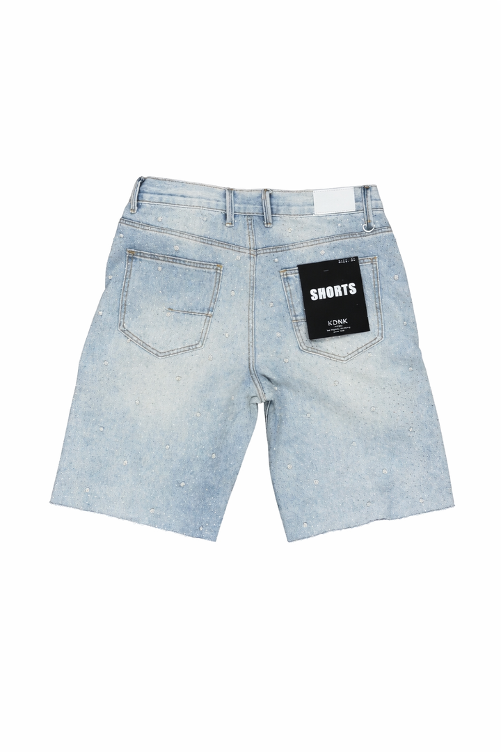 Rhinestone Pearl Jorts - Blue