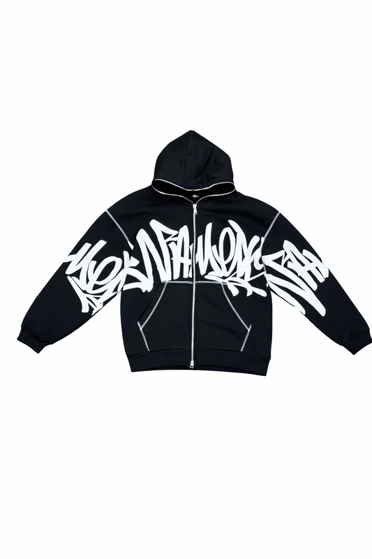 Graffiti Zip Up - Black