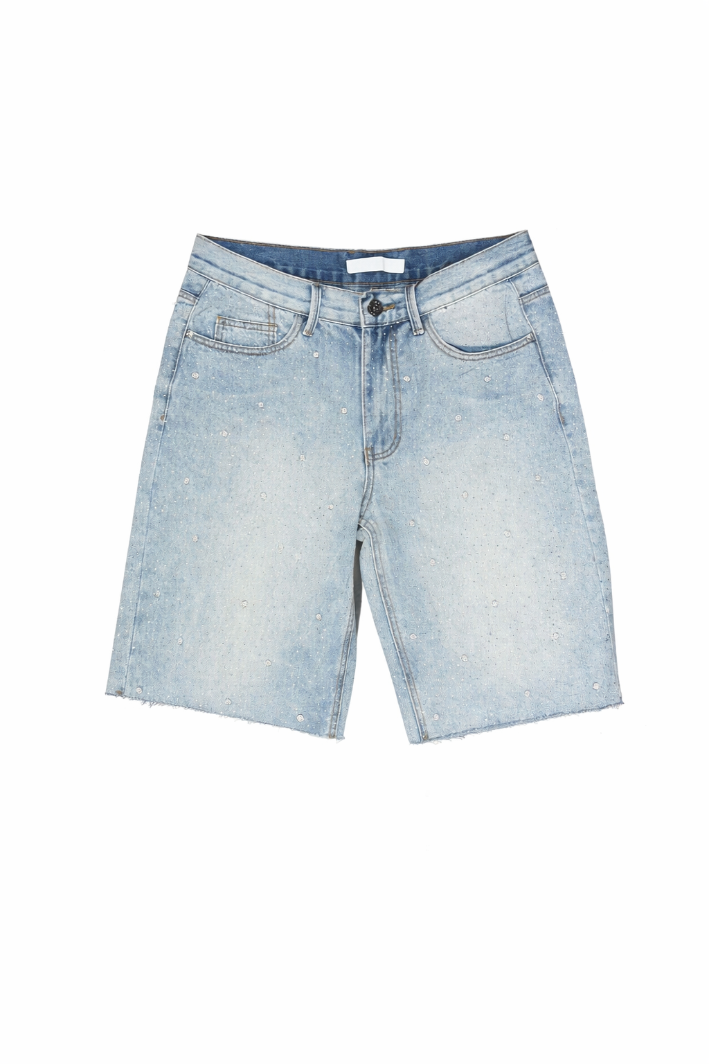 Rhinestone Pearl Jorts - Blue