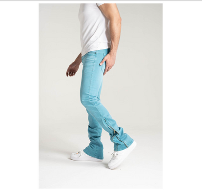 B2064 Adjustable Skinny fit Stack jeans - Baby Blue