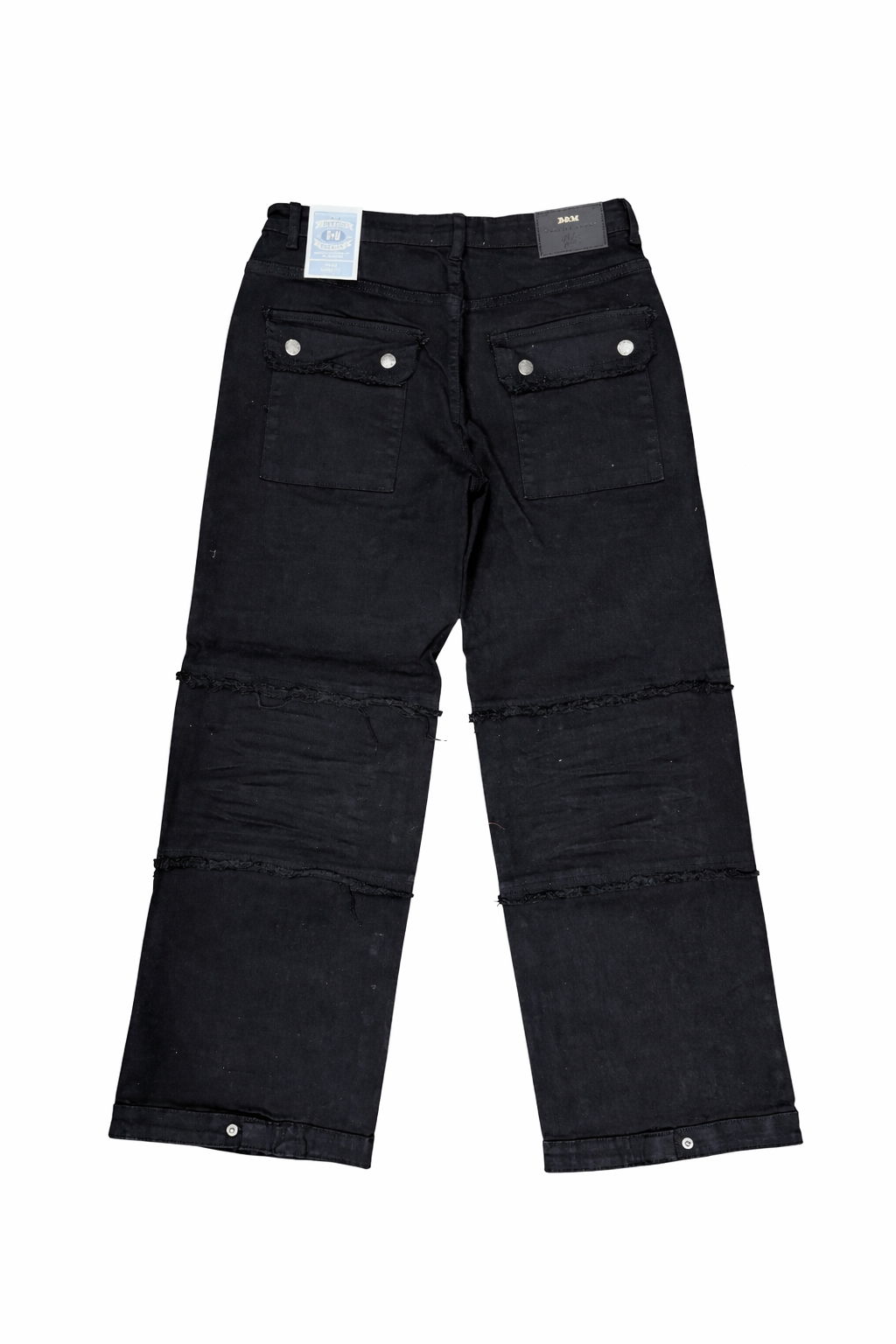 Baggy Cargo Button Jeans - Black