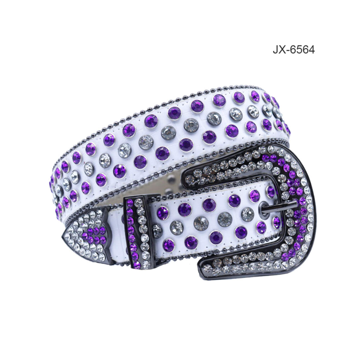 Rhinestone Belt - White On Purple