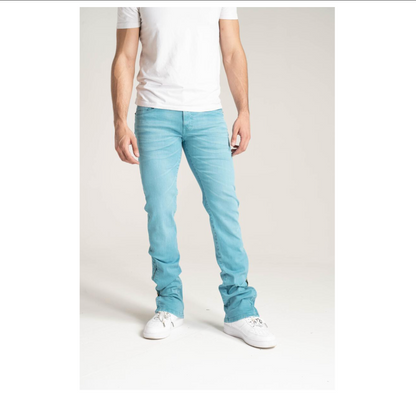 B2064 Adjustable Skinny fit Stack jeans - Baby Blue