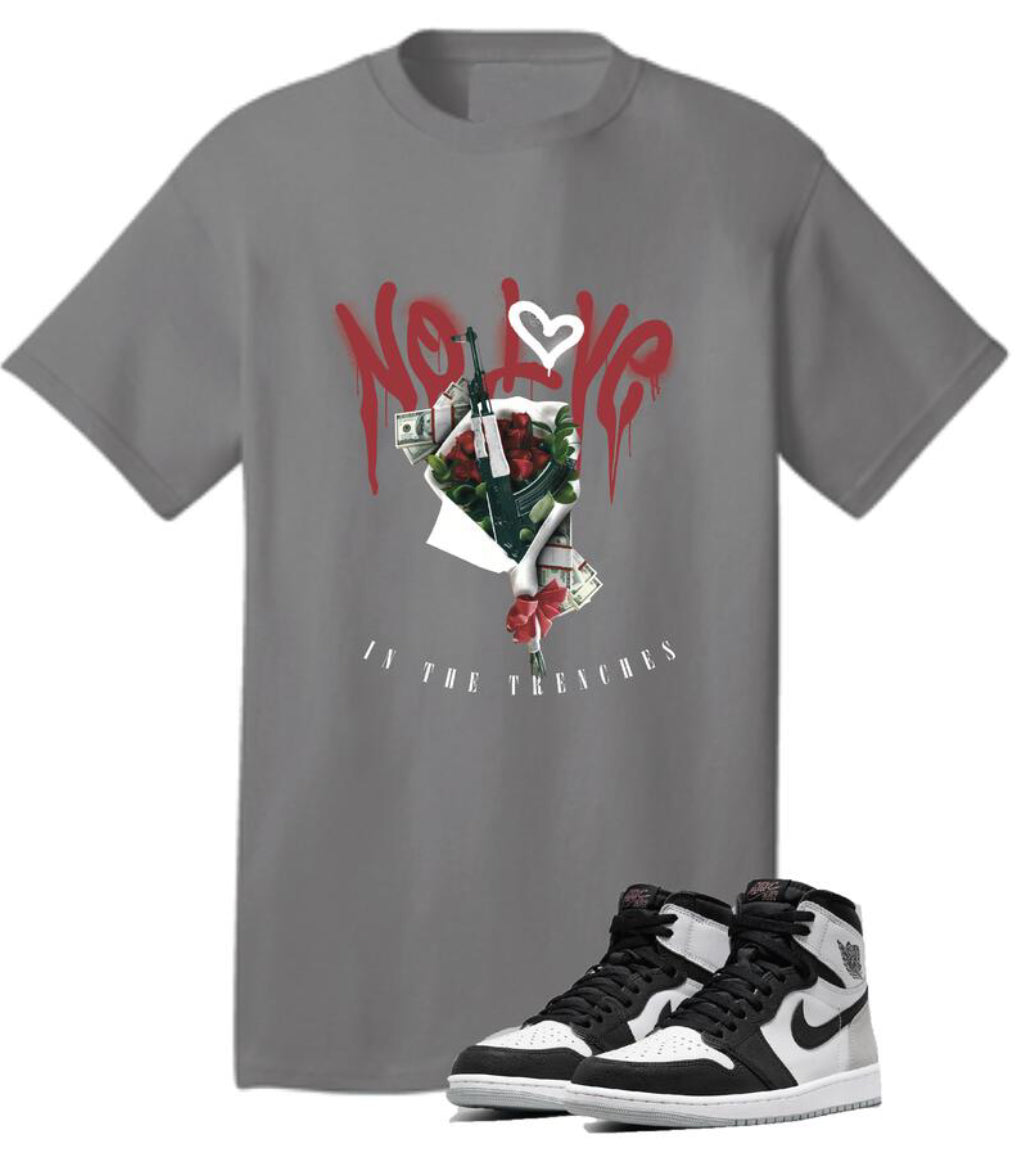 NO LOVE IN THE TRENCHES TEE ATHLETIC GREY