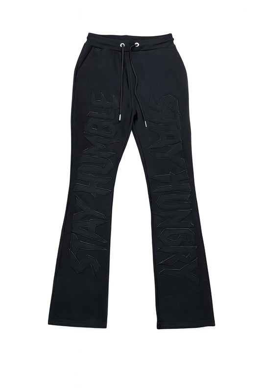 Stay Humble Stacked Sweats - Black