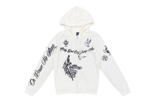 Only God Can Judge Me Zip Up - Cream