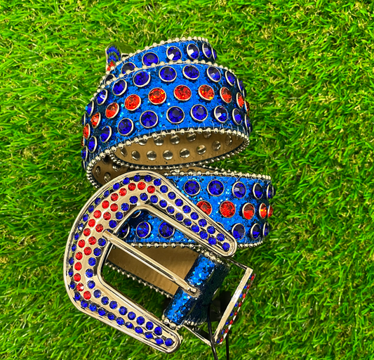 RRB8096 Blue and Red Rhinestone Belt