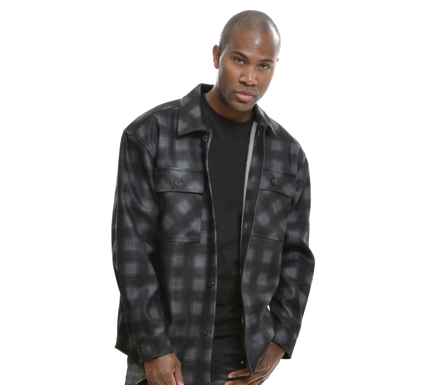 SF2305 BK PLAID SHACKET