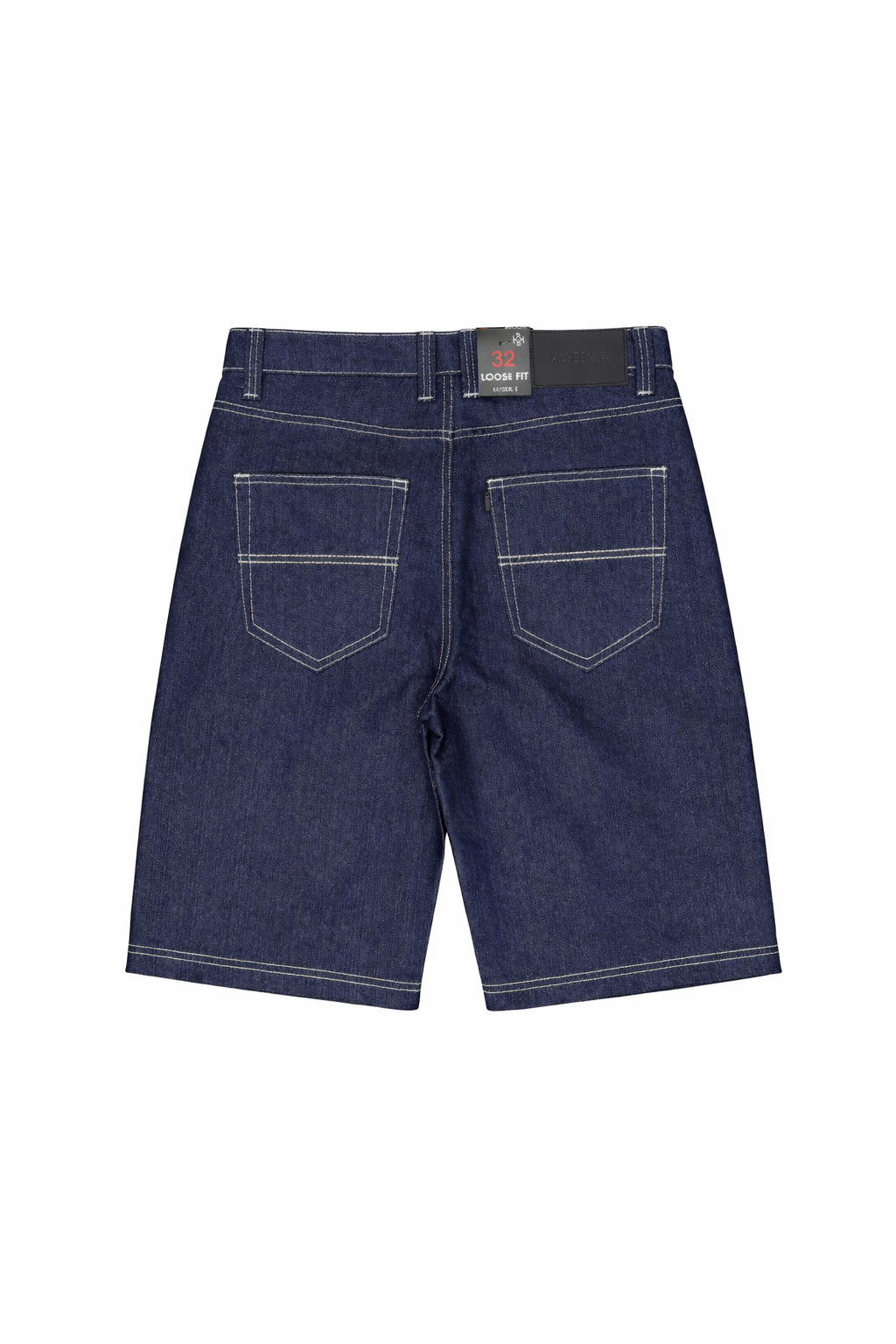 White Stitch Denim Jorts - Blue