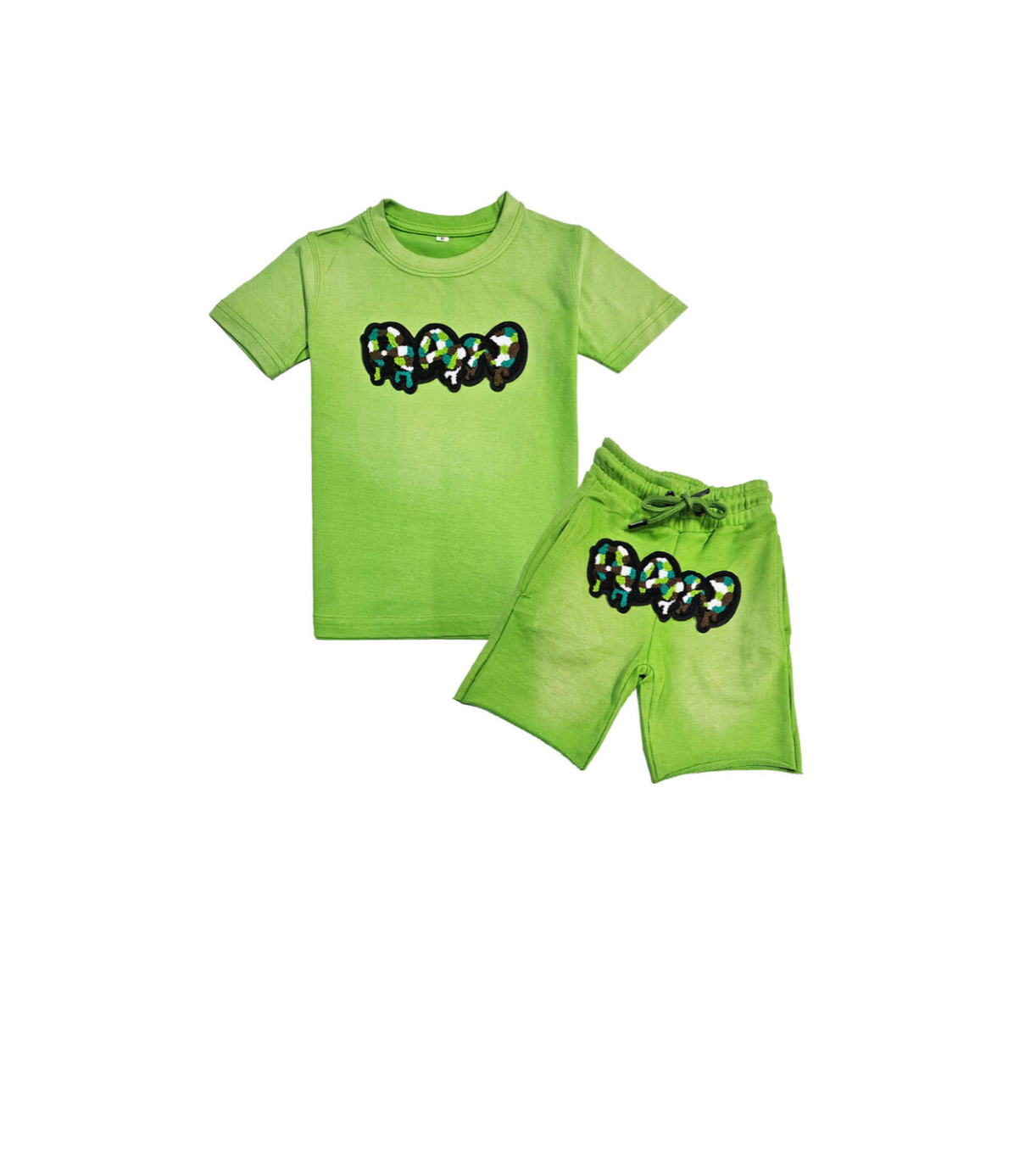 Raw Drip Camo Green - Kids Short set