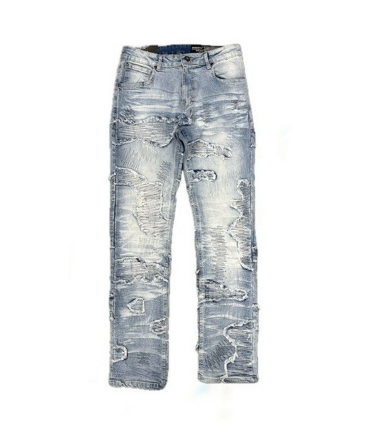 Men's Straight Fit Fashion Jeans - Blue (MS-80373)