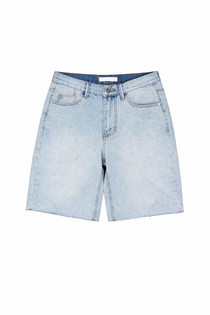 Rhinestone Jorts - Light Blue