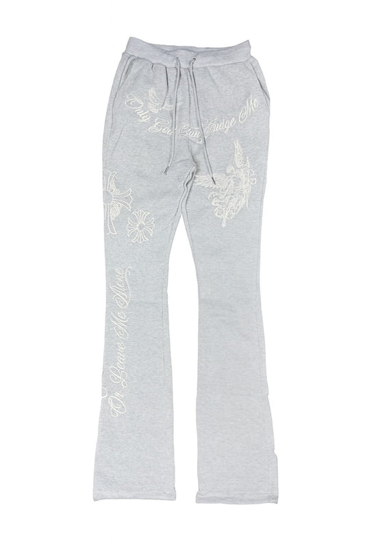 Only God Can Judge Me Stacked Sweats - Grey