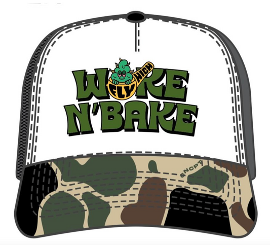 MUKA S4198 White/Camo Wake N Bake Trucker Hat