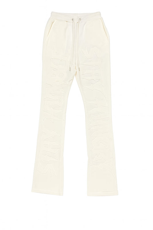 Stay Humble Stacked Sweats - Cream