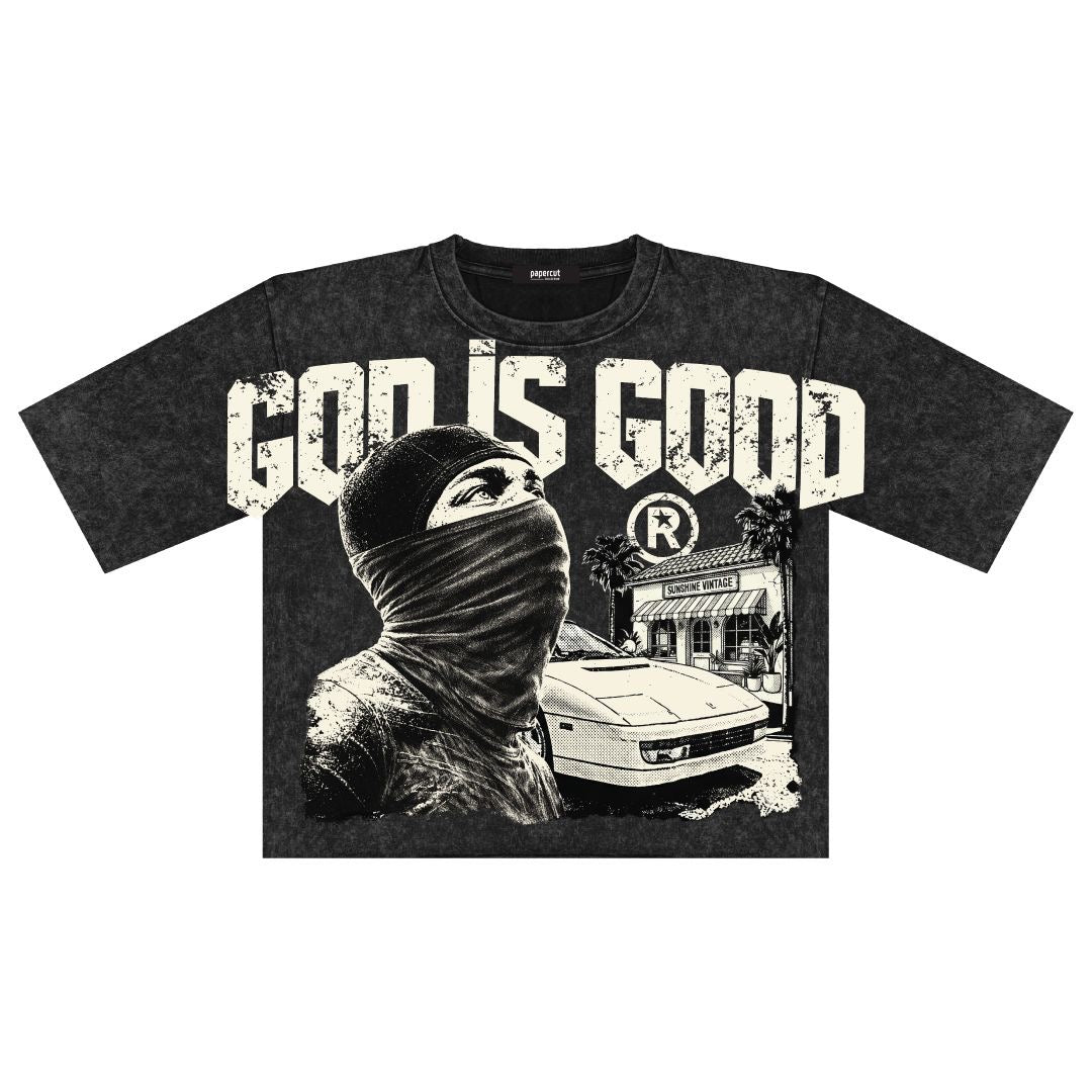 GOD IS GOOD DIGITAL OVERSIZED CROP TEE