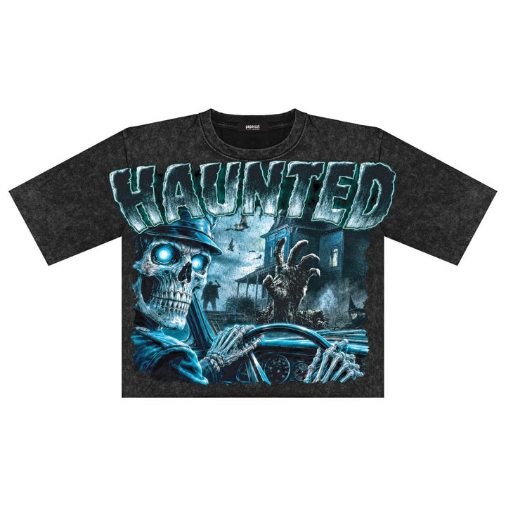 HAUNTED DIGITAL OVERSIZED CROP TEE