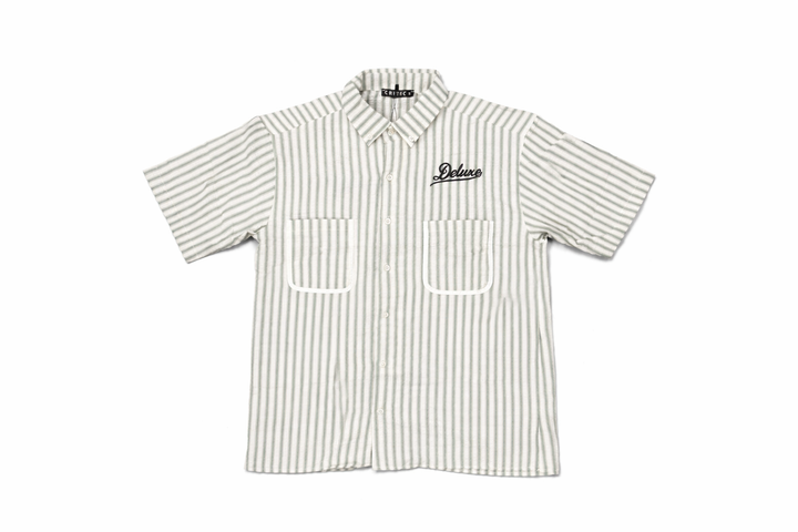 Deluxe Button Up - Striped Green