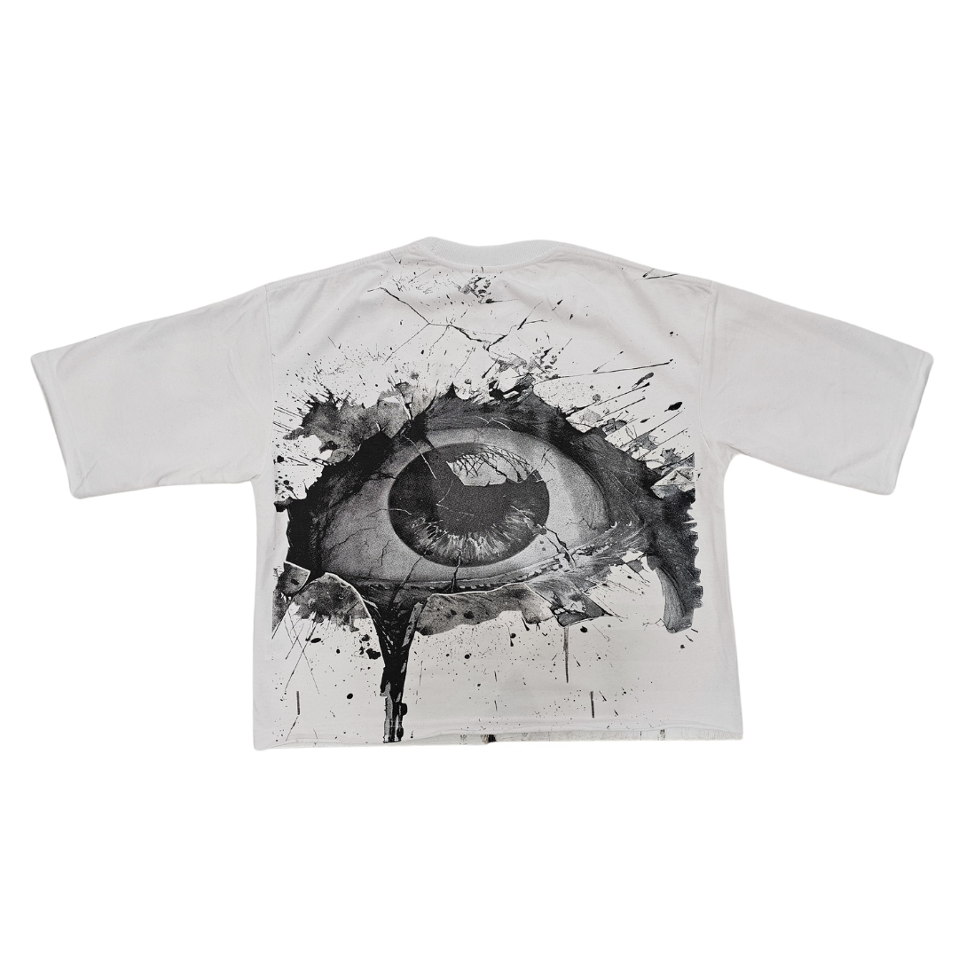 Evil Eye Cropped Tee - White