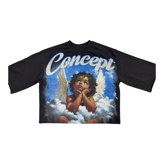Angel Cropped Tee - Black